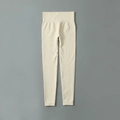 Legging de yoga sans couture taille haute beige en maille côtelée avec gainage - S / Pantalon Crème