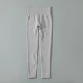 Pantalon de yoga sans couture gris clair à taille haute avec texture côtelée sport - S / Pantalon Gris