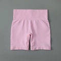 Short de sport rose sans couture à taille haute avec large ceinture côtelée élastique - S / Bas / Short / Rose