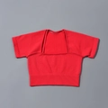 Crop top de sport rouge sans couture en maille côtelée avec col rond à double bretelle - S / Haut (Manches Courtes) / Rouge