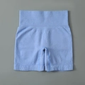 Short de yoga bleu clair sans couture avec taille haute gainante et design de ceinture côtelée - S / Short bleu