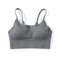 Reggiseno sportivo yoga a costine grigio senza cuciture con spalline regolabili - Taglia S / Top / Grigio