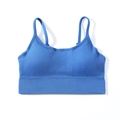 Reggiseno sportivo blu a coste senza cuciture con spalline sottili e fascia larga - Taglia S / Top / Blu