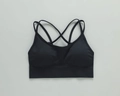 Seamless black cross-back sports bra with ribbed band and minimalist design for women - S / Black Cross Strap Bra