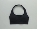 Seamless black halter neck sports bra with ribbed band for fitness and yoga - S / Black Halter Bra