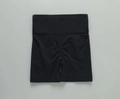 Black high-waisted seamless scrunch shorts with wide waistband for yoga and fitness - G9510 Black Shorts / M