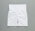 White seamless high-waist scrunch butt yoga shorts for women in breathable ribbed fabric - G9510 White Shorts / S
