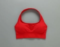 Seamless red halter sports bra with ribbed hem and high-stretch fabric for women - G9510 Red Halter Neck Bra / S