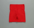 Seamless high waisted ribbed yoga shorts in bright red finish for fitness sports - G9510 Red Shorts / S