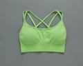 Neon green seamless backless sports bra with criss-cross straps for yoga and fitness - S / Lime Green Bra
