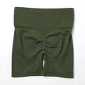 Seamless high-waisted scrunch butt yoga shorts in deep olive green color - G9510 Army Green Shorts / S