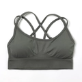 Seamless backless sports bra in charcoal grey with criss-cross straps and ribbed band - G9510 Dark Gray Suspenders / S