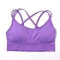 Seamless purple sports bra with crisscross back straps and wide ribbed supportive band - G9510 Purple Camisole / S