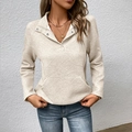 Damen Sweatshirt in Creme mit Waffelstruktur, Stehkragen und Kängurutasche - Beige