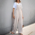Damen Cord-Jumpsuit in Beige mit weitem Bein und geknoteten Trägern für die Freizeit - S / Aprikose