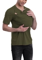 Vista de detalle de la camiseta de canguro verde oliva con cuello en V y portabebés - S / Verde Militar (Hombres)