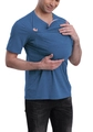 Detalle de la bolsa portabebés en camiseta azul con cuello en V para que papá calme al bebé - S / Gris Azulado (Hombres)
