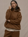 Women's oversized dark brown two-piece tracksuit set with hoodie and joggers - Dark Brown