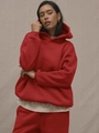 Women's oversized bright red two-piece hoodie and sweatpants set in premium cotton - Red