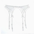 Porte-jarretelles en dentelle blanche avec bretelles réglables et détails de nœuds délicats - Blanc