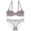 Ensemble de lingerie en dentelle avec soutien-gorge push-up et culotte gris fumé - 70E / Gris