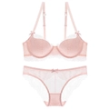 Ensemble de lingerie en dentelle rose avec soutien-gorge push-up et culotte fleurie assortie - 85A / Rose