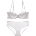 Ensemble soutien-gorge push-up blanc 1/2 bonnet sans couture avec dentelle et satin - 80A / Blanc