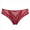 Eleganter dunkelroter Damen-Spitzenslip mit Stickerei und kleiner Schleife vorne - S / Burgunderrot