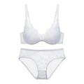 Elegantes weißes Spitzen-Lingerie-Set mit Blumenstickerei und Trägern - 70C / Weiß