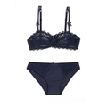 Ensemble lingerie en dentelle bleu marine avec soutien-gorge à armatures et culotte - 70A / Bleu