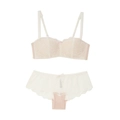 Set di lingerie in pizzo con reggiseno a fiori e slip coordinati color bianco crema - Rosa / 70C