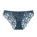 Braguitas sexys de encaje azul oscuro para mujer con estampado floral y un lazo - S / Verde
