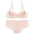 Set lingerie rosa dolce con reggiseno push-up e slip in pizzo coordinati per donna - 80A / Rosa