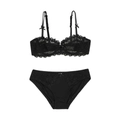 Ensemble de lingerie sexy en dentelle noire soluble dans l'eau avec armatures - 70A / Noir
