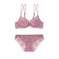 Conjunto de lencería de encaje francés con sujetador push-up y braguita en color malva - 70A / Morado