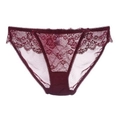 Elegante weinrote Spitzenunterwäsche mit transparentem Netz und kleinen Schleifen - S / Burgunderrot