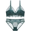 Set lingerie in pizzo verde scuro con reggiseno senza ferretto e slip coordinati - L / Verde Scuro