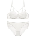 Set lingerie in pizzo floreale bianco con reggiseno con ferretto e slip coordinato - 70A / Bianco