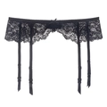 Reggicalze sexy in pizzo floreale nero con spalline regolabili e dettaglio fiocco - S / Nero