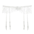 Reggicalze sexy in pizzo floreale bianco da donna con fiocco e cinghie regolabili - S / Bianco