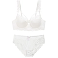 Completo intimo in pizzo bianco con ricami floreali e bordi smerlati con reggiseno e slip - 70A / Bianco