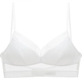 Weißes französisches Spitzen-Bralette mit dünnen Trägern und zartem Punktmuster - S / Weiß