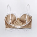 Bralette in pizzo bianco con imbottitura interna e spalline regolabili per donna - S / Bianco/Nudo