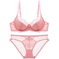 Rosa Spitzen-Dessous-Set mit atmungsaktiven dünnen Baumwollpads und Bügel-BH-Set - 70B / Rosa