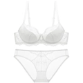 Elegantes weißes Spitzen-Dessous-Set mit atmungsaktivem BH und passendem Slip - Weiß / 75A