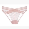 Pale pink lace panties for women featuring a low-rise cross waist and breathable floral lace - S / Pink