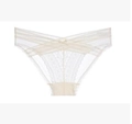 Beige lace panties with breathable mesh and unique multi-strap cross waist design - S / Beige
