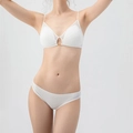 Set reggiseno bianco senza ferretto con dettagli in rete, fibbia dorata e slip velati - L / Bianco