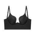 Reggiseno nero senza cuciture con profondo scollo a U e spalline regolabili per abiti aperti - 70A / Reggiseno Singolo / Nero