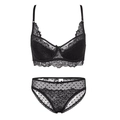Elegant black lace lingerie set with soft underwire bra and high-waisted briefs - Black